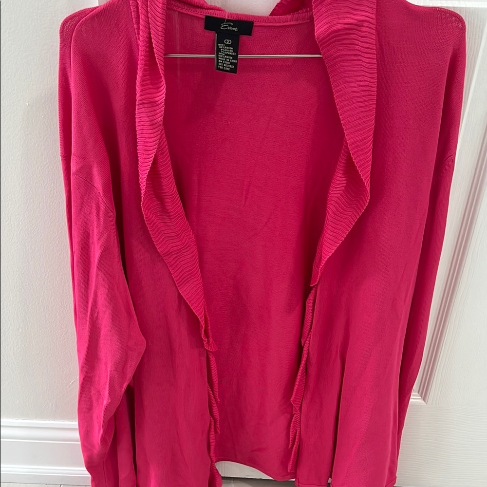 Women's Pink Ruffle Cardigan Sweater